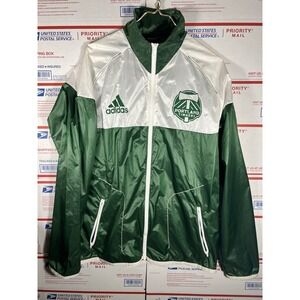 Adidas Vintage Rare Portland Timbers Soccer MLS Anthem Jacket White Green Size L